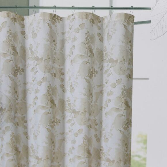 Apothecary Home Shower Curtain Cotton Blend Zen Floral Print 72" X 72" - Picture 2 of 15